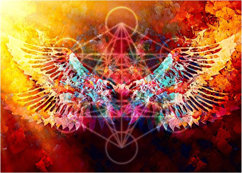 Kép - Merkaba szárnyakkal, absztrakció (üvegen) (70x50 cm)