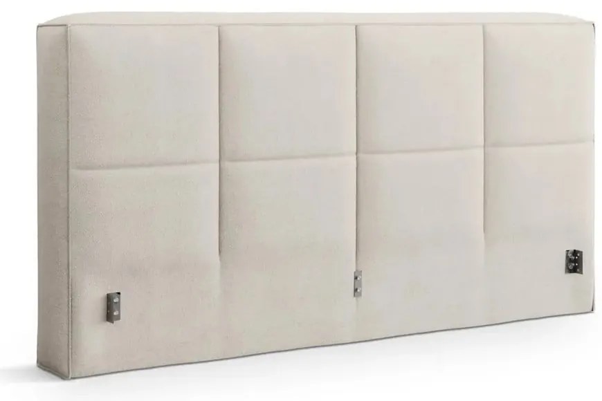 Krémszínű kárpitozott ágyneműtartós franciaágy ágyráccsal 160x200 cm Simon Darren – Micadoni