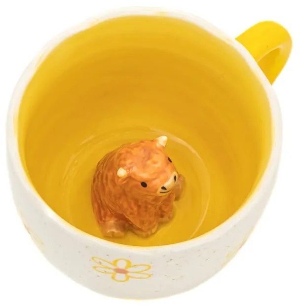 Sárga-krémszínű porcelán bögre 350 ml Surprise Highland Cow – Sass & Belle