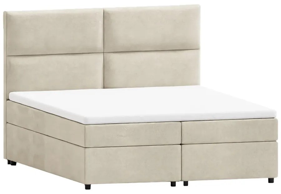 Bézs ágyneműtartós boxspring ágy 140x200 cm Rico – Ropez