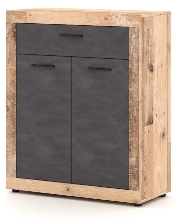 Komód 2 ajtóval és 1 fiókkal Old Style Light / Matera színkombinációban – LUNA2