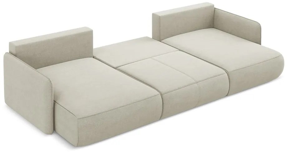 Krémszínű kinyitható-tárolóhelyes sarokkanapé Nanea – Makamii