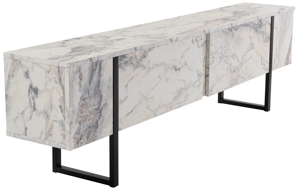 TV szekrény Serenity - Fressia Marble, Fekete