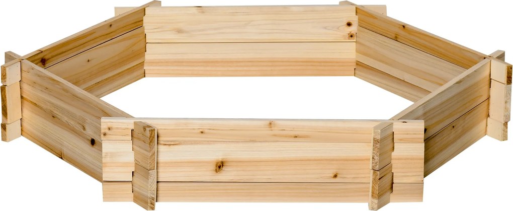 Outsunny Kerti Ágy, Hatszögletű Kültéri Virágágyás Alap Nélkül, Szerszámmentes Összeszerelés, Fenyőfa, 100x92x16cm | Aosom