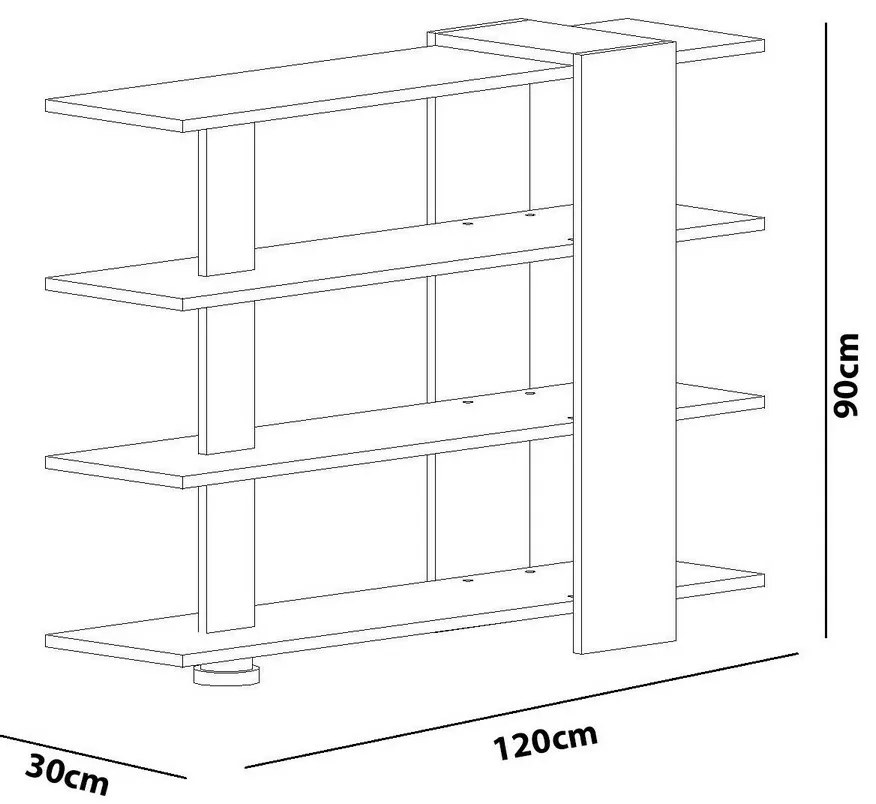 Nur White and Walnut könyvespolc