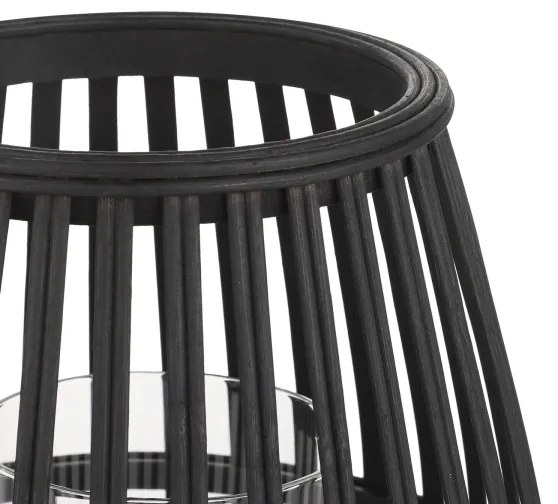 Eglo 422085 - Gyertyatartó BUNAWAN 20x22 cm fekete/bambusz