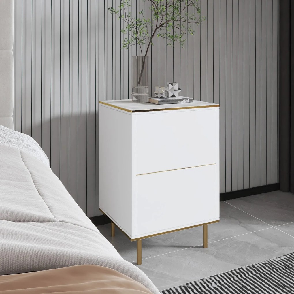 Éjjeliszekrény Imaj - Marble, White