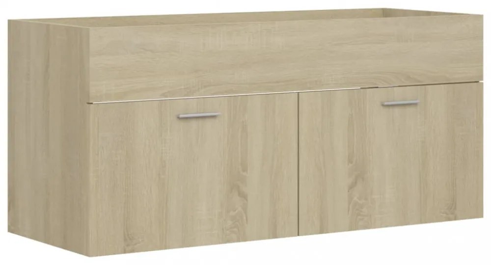 sonoma tölgy színű szerelt fa mosdószekrény 100 x 38,5 x 46 cm