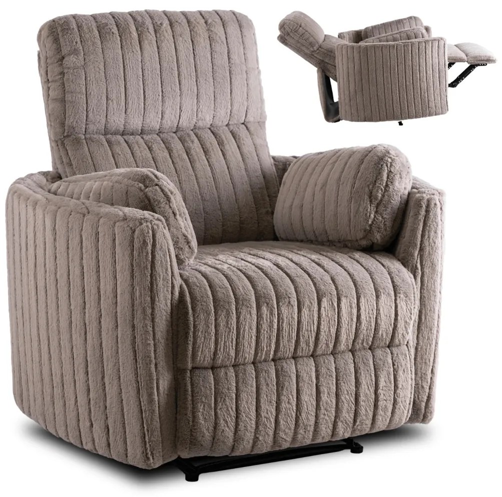 Fotel Rozkładany RAUL Szary Tkanina Pluszowa