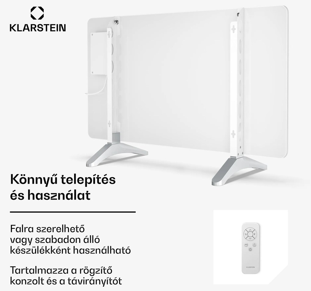Klarstein Wonderglass infravörös panel | 480 W | 7 - 14 m² | Modern üveg design | 90 cm x 58 cm