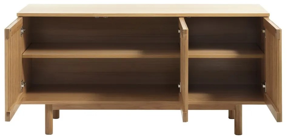 Natúr színű alacsony komód tölgyfa dekorral 143x70 cm Tiber – Unique Furniture
