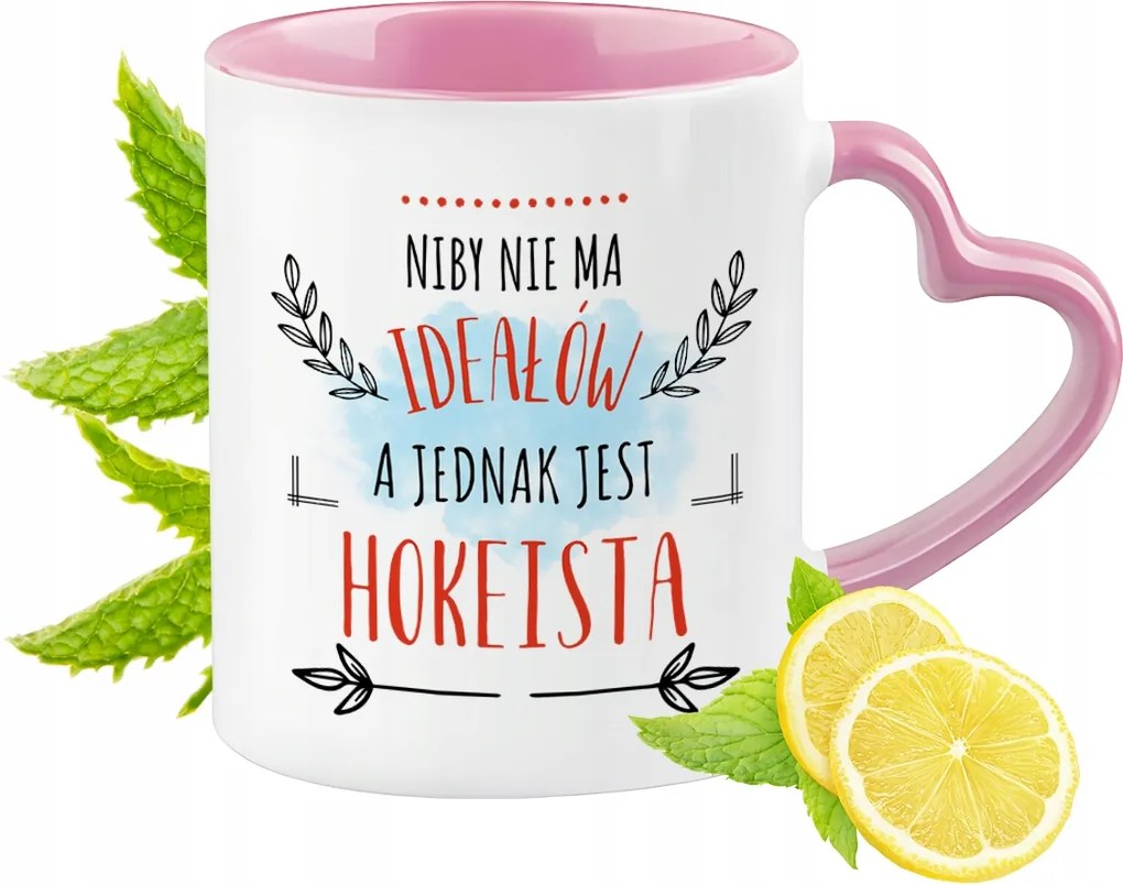 Jégkorongozó Bögre Rózsaszín Szív Alakú Füllel Kávé Ajándék