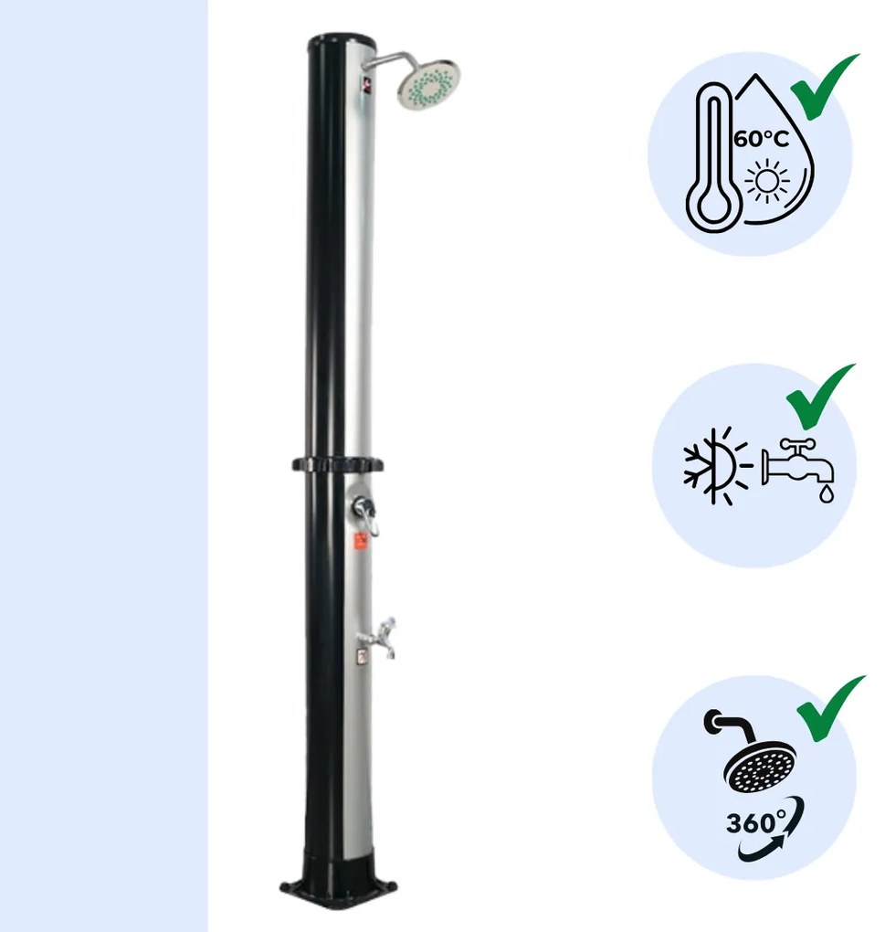 KARIBIK napelemes zuhany, 35l, ezüst/fekete Jurhan