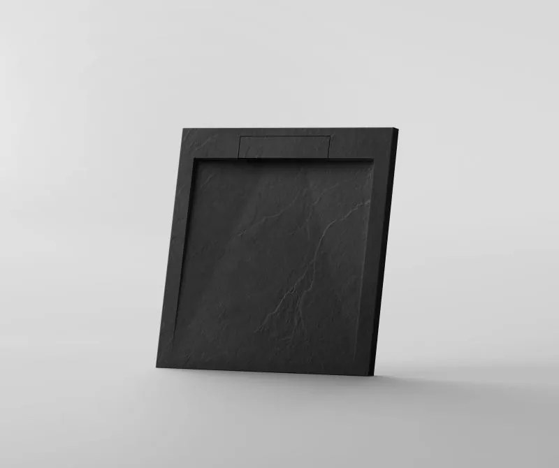 AREZZO design STONE pala hatású öntött márvány zuhanytálca, 90x90 cm-es, fekete (2 doboz)