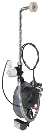 Bruckner - Piszoár SCHWARN, hátsó vízbekötés, hátsó lefolyó + beépített öblítőrendszer, 6V DC, fekete