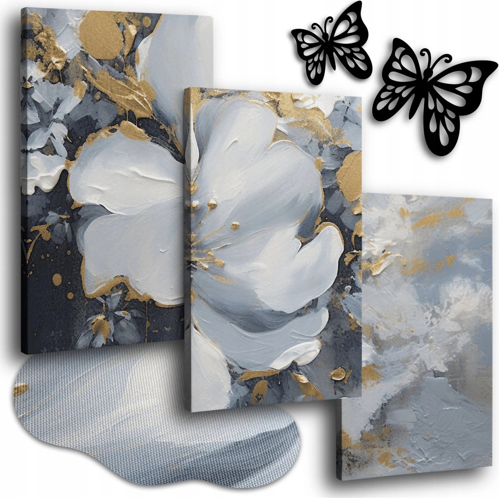 Vászonkép Pasztell Virág 120x50 cm Modern Konyha Képek 3 db