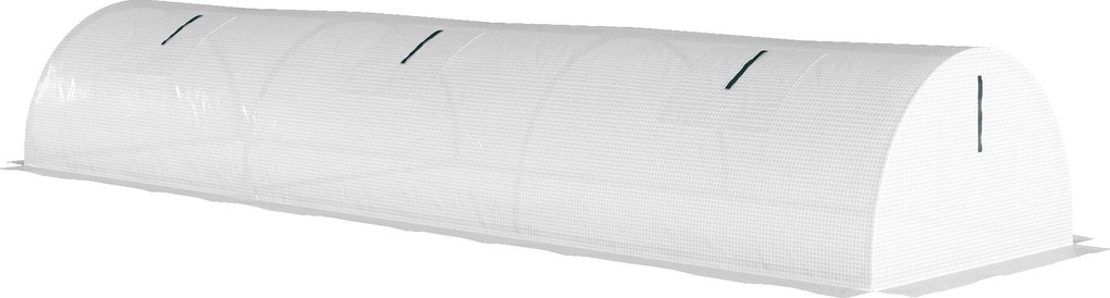 Outsunny Üvegház Felhúzható Ablakkal, Kerek Tetővel, Télálló Fólia Üvegház Acélból, Vízálló Üvegház Erkélyre, Paradicsom Ház UV Védelemmel, 300x80x45c