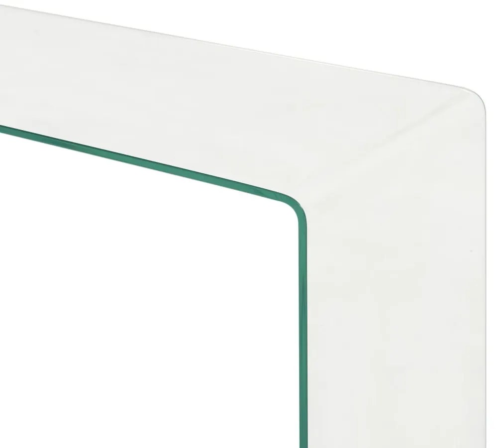 Kétrészes edzett üveg dohányzóasztal 90x30x20/110x30x40 cm