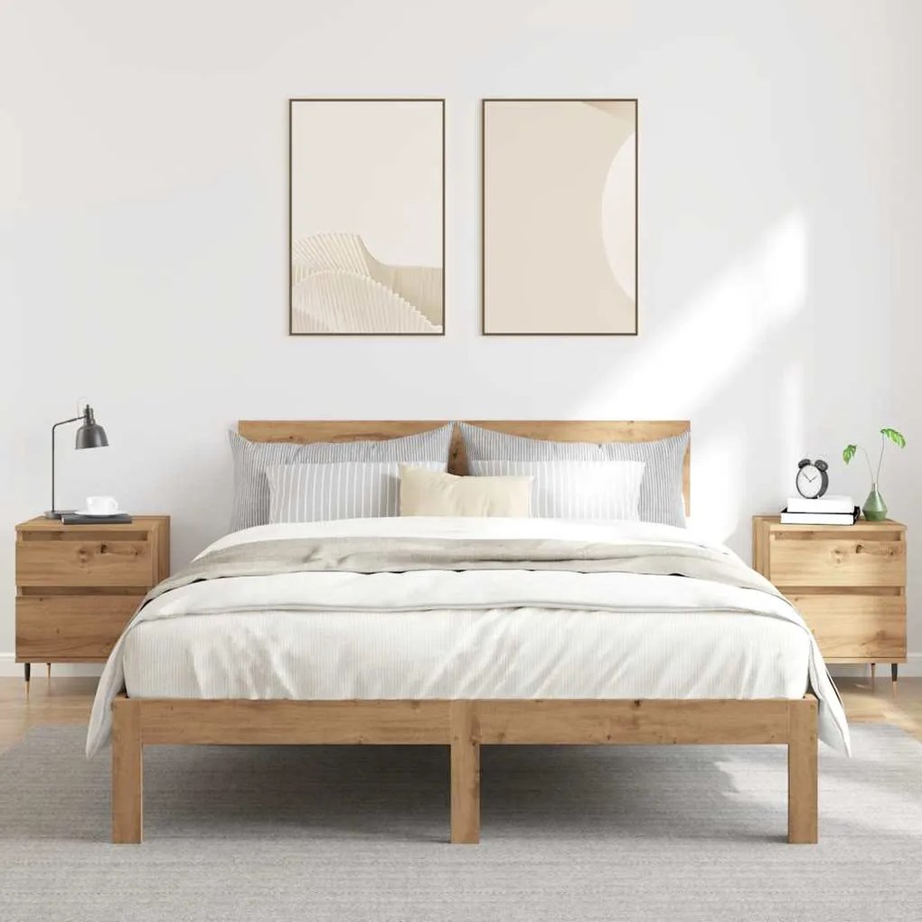 2 db kézműves tölgy színű éjjeliszekrény 40 x 35 x 50 cm