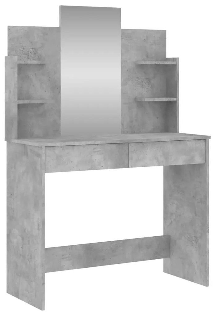 betonszürke fésülködőasztal tükörrel 96 x 39 x 142 cm