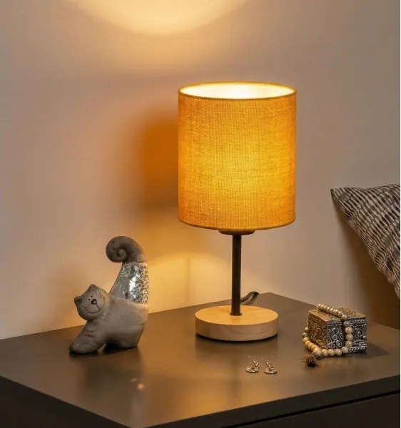 BRILAGI - Asztali lámpa NUBILA WOOD 1xE27/25W/230V tölgy/fekete/sárga