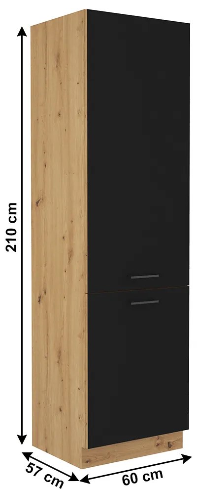 Szekrény a beépített hűtőhöz Meriel 60 LO-210 2F (fekete + artisan tölgy). 1033994