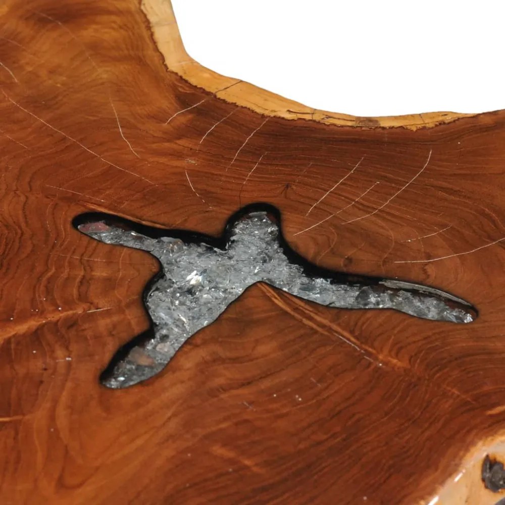 vidaXL tömör tíkfa és műkő dohányzóasztal 70 x 45 cm