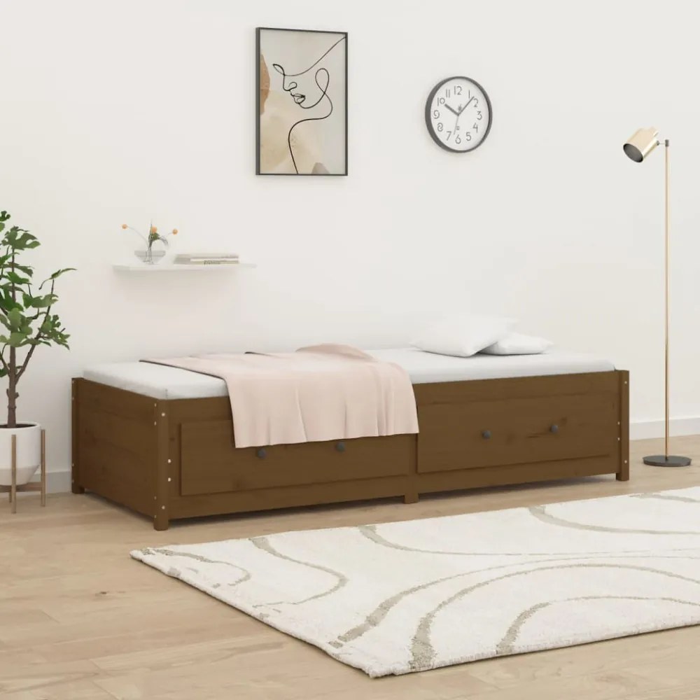 mézbarna tömör fenyőfa kanapéágy 90 x 190 cm (Single)