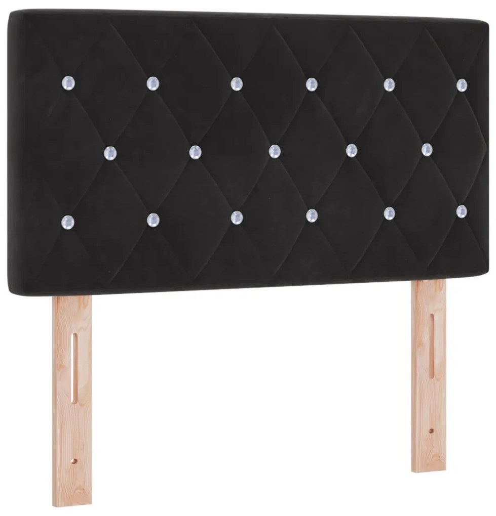 Fejtámla Kristálygombos Tűzött Fekete 80 cm Velúr