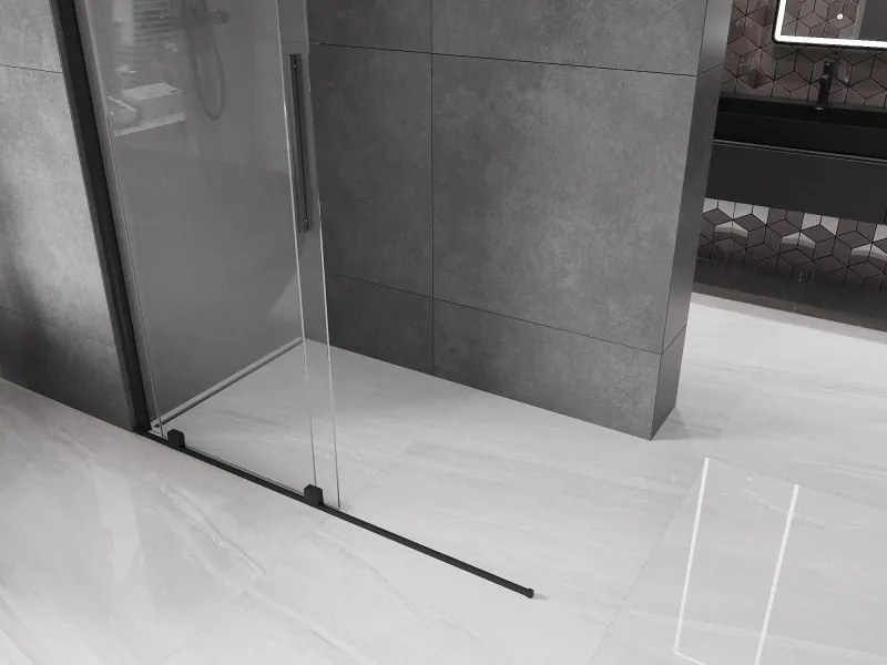 Mexen Velar, nyílásba tolóajtó Walk-In 140 cm, 8 mm átlátszó üveg, fekete matt, 871-140-000-03-70
