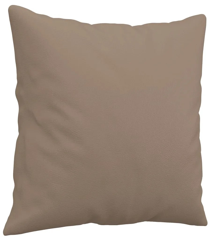 3 személyes cappuccino színű műbőr kanapé díszpárnákkal 180 cm