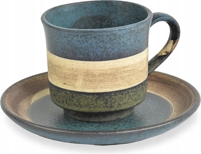 Japán kerámia csésze csészealjjal, kék 130 ml