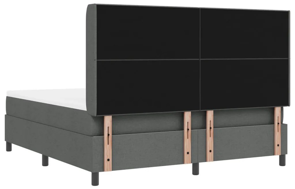 Boxspring Ágy Matracos Sötétszürke 180x200 cm Szövet