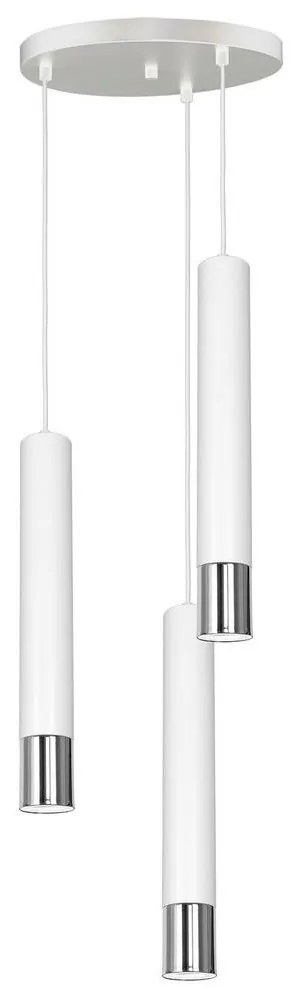 Csillár zsinóron NEST 3xGU10/8W/230V fehér/fényes króm