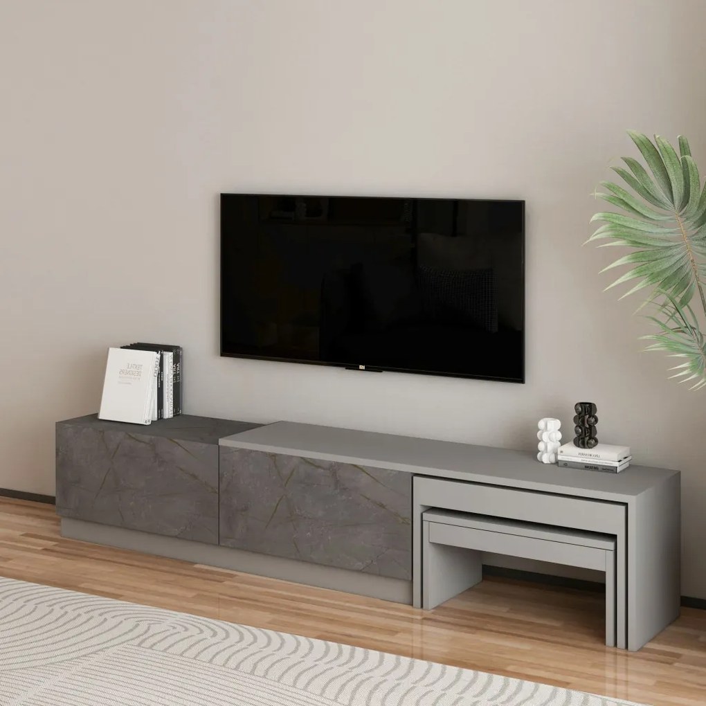 Nest TV-állvány, gordion márvány-szürke, 180 cm