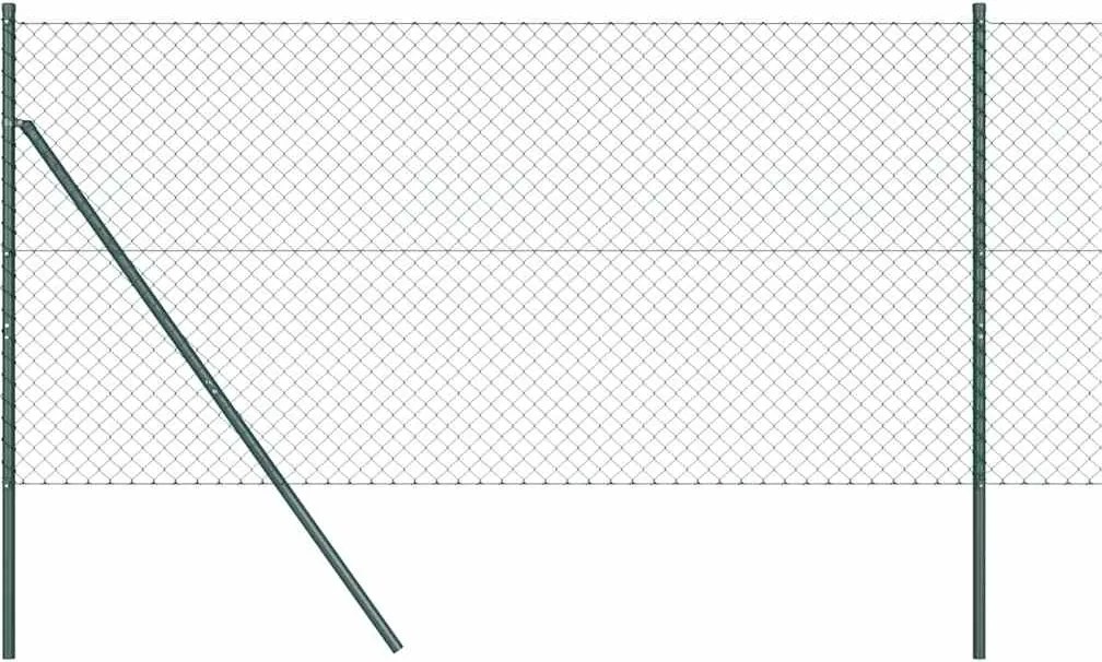 vidaXL Kerítésoszlop Zöld 25 x 1 m (40 x 40 mm-es hálóval) Acél és PVC
