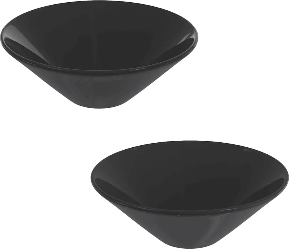 vidaXL mosdókagylók 2 db fényes fekete Ø42x14 cm Kerámia