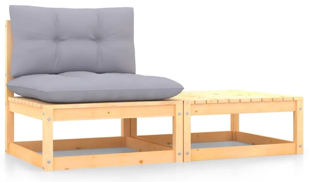 vidaXL 2 részes tömör fenyőfa kerti ülőgarnitúra párnákkal