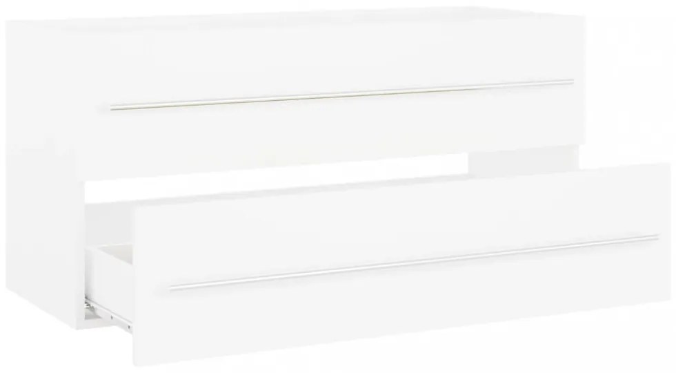 fehér szerelt fa mosdószekrény 100 x 38,5 x 48 cm