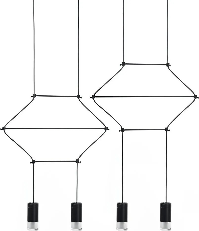 KING HOME JD0032-4P FLUSSO Többágú Függesztett Lámpa Fekete G9 IP20