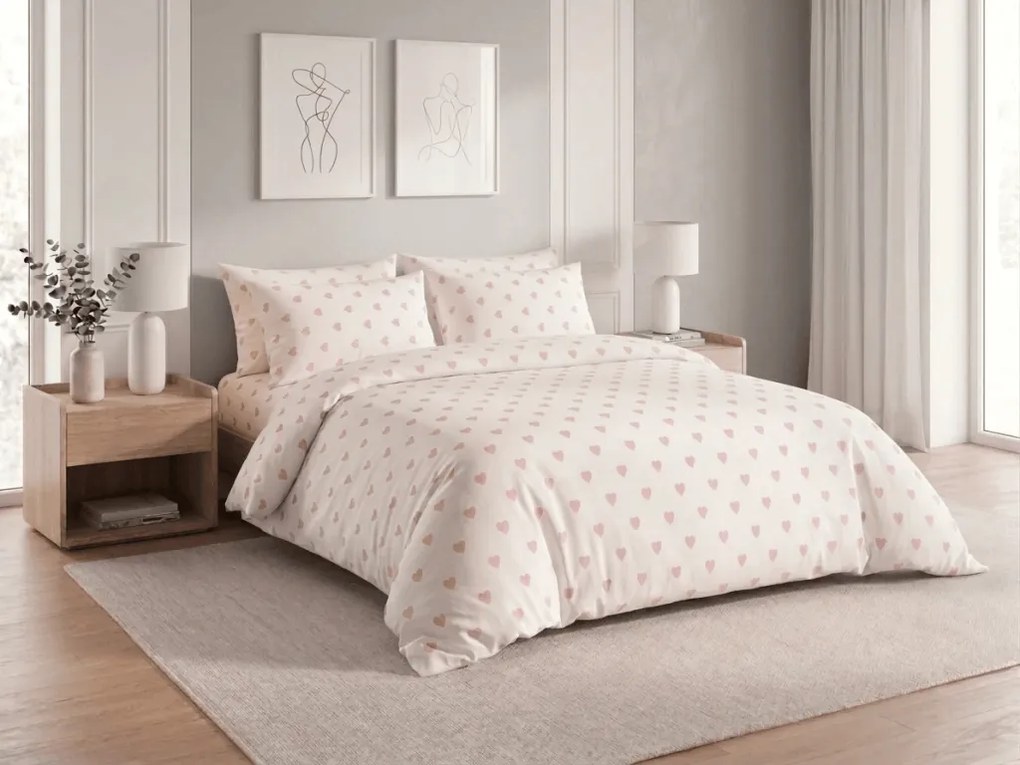 Pamut ágynemű PINK HEART CHARM fehér, 100% pamut Ágyneműhuzat mérete: 70 x 90 cm | 140 x 200 cm