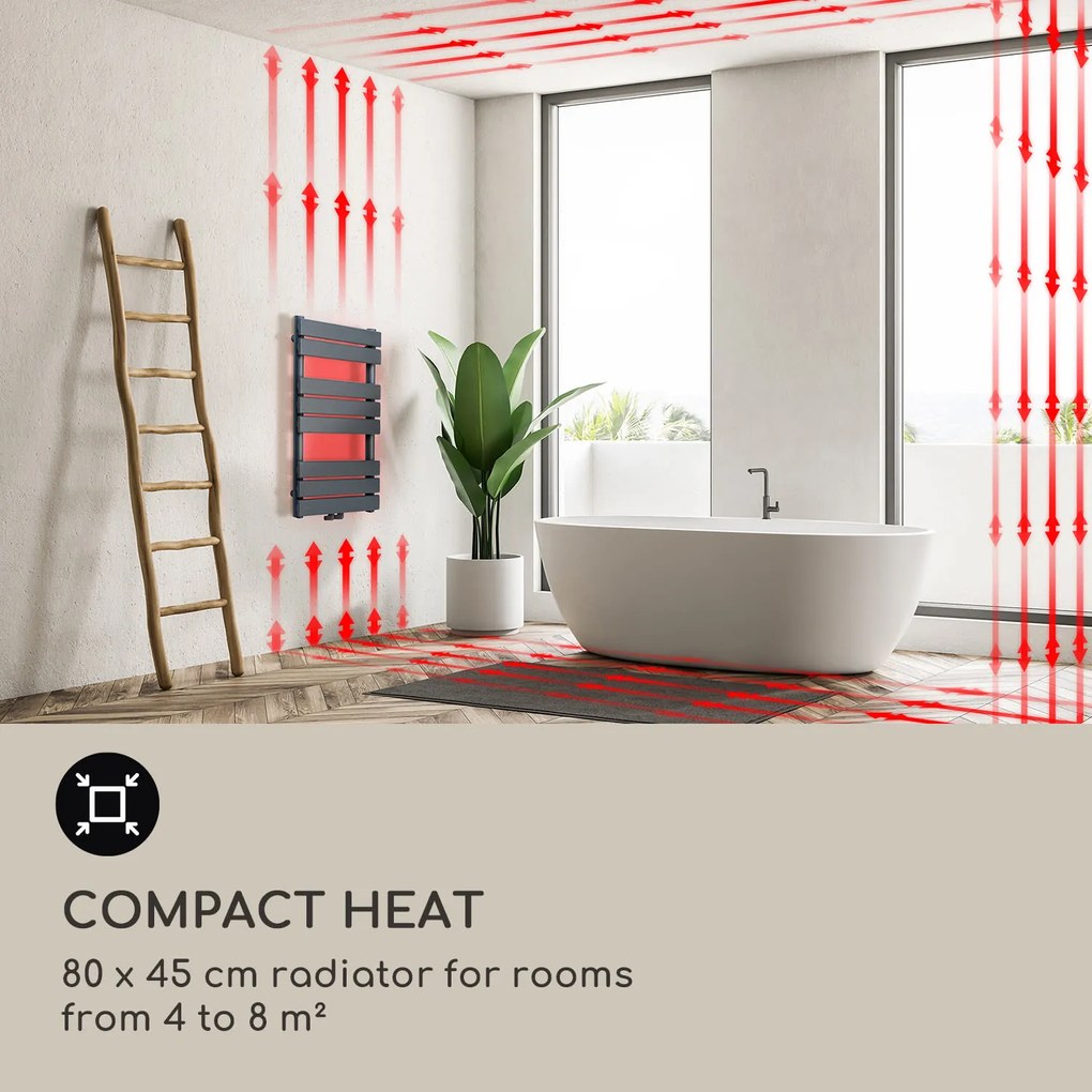 Fairmont, radiátor, 80 x 45, 375 W, meleg víz, 3 törölközőtartó, 1/2