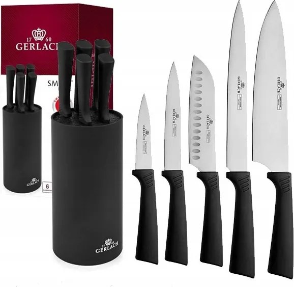 Gerlach Smart Készlet 5 Kés Kerek Késtartóban Konyhai Kések Készlet Éles
