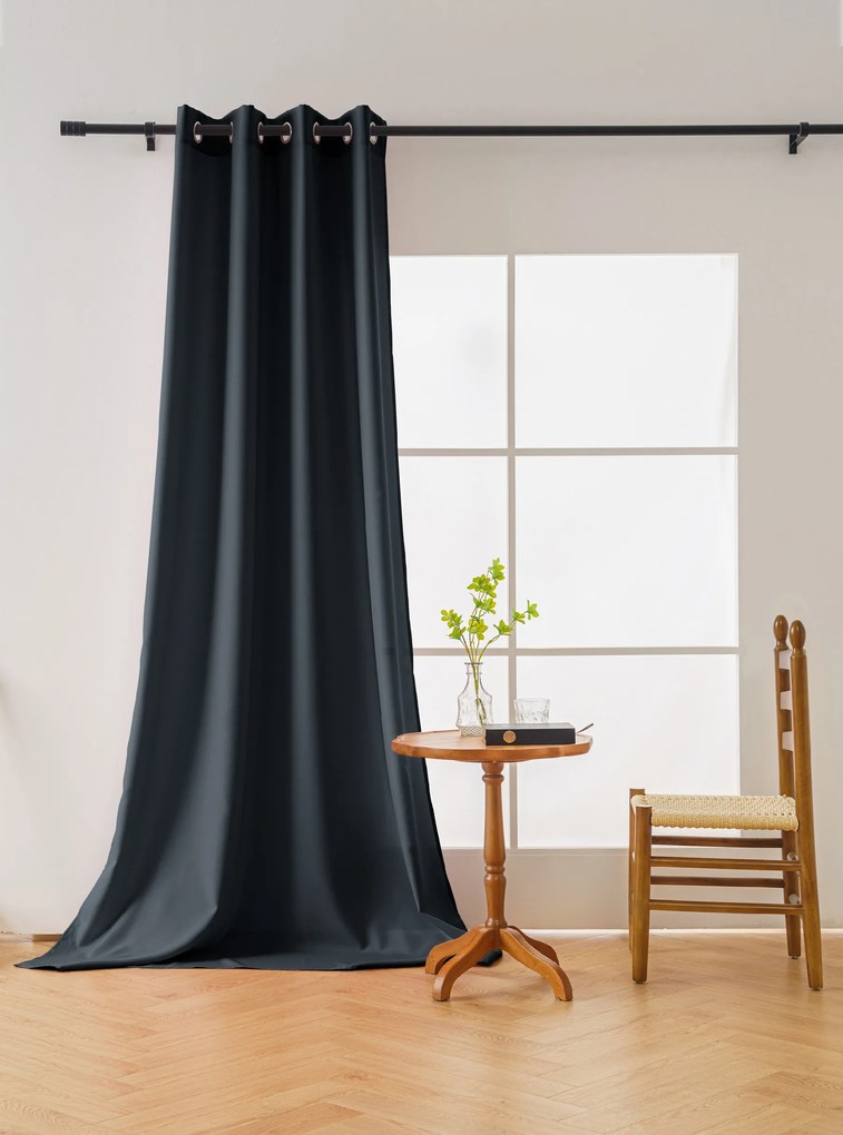 OXFORD fekete függöny 140x250 cm Felfüggesztés: Fém gyűrűk