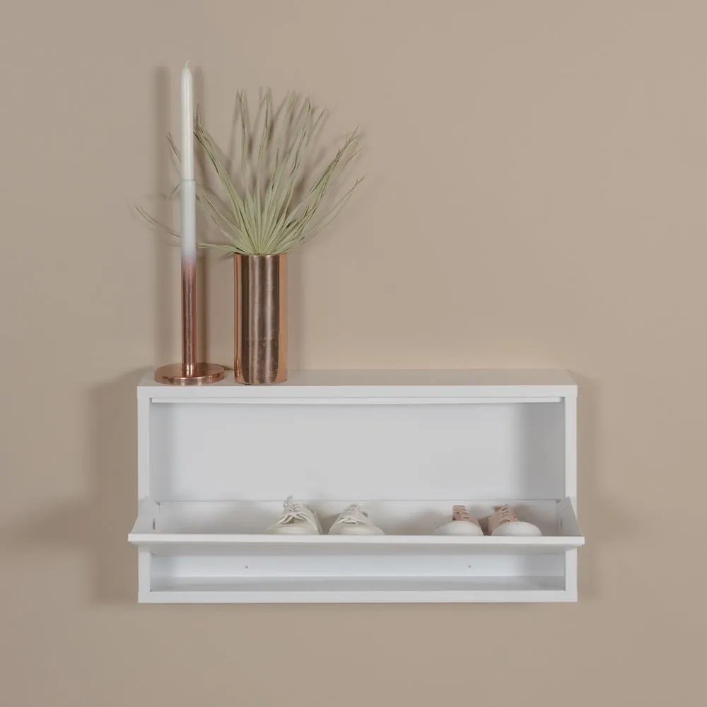 Fehér fém billenő ajtós cipőtartó 75x37,5x12,5 cm Billy – Spinder Design