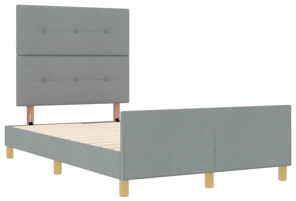 Ágykeret fejtámlával Világosszürke 120 x 190 cm szövet