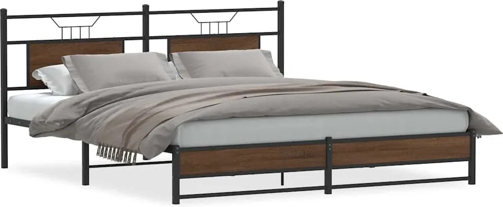 vidaXL barna tölgy színű szerelt fa ágykeret matrac nélkül 160x200 cm