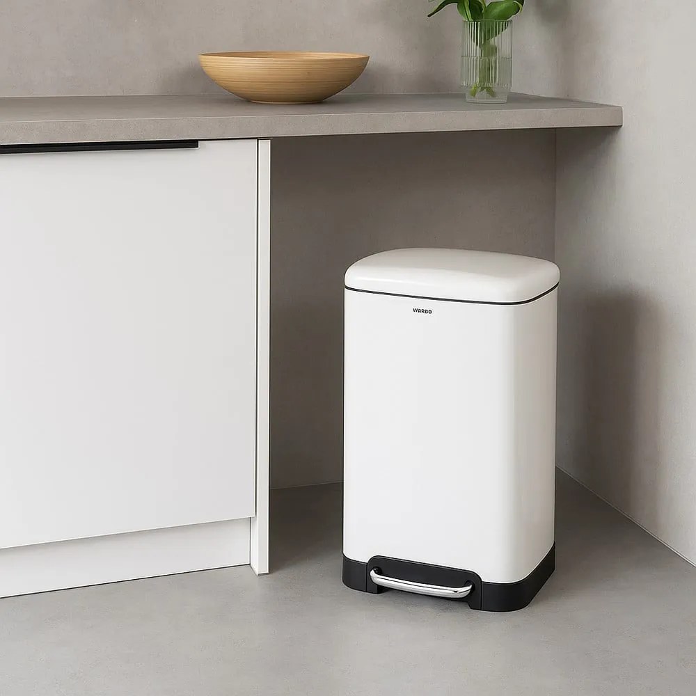 Fehér pedálos szemetes, 30 l - Wenko