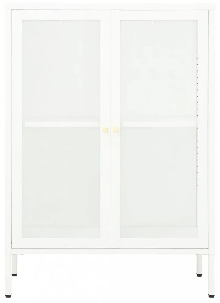 fehér acél és üveg tálalószekrény 75 x 35 x 105 cm