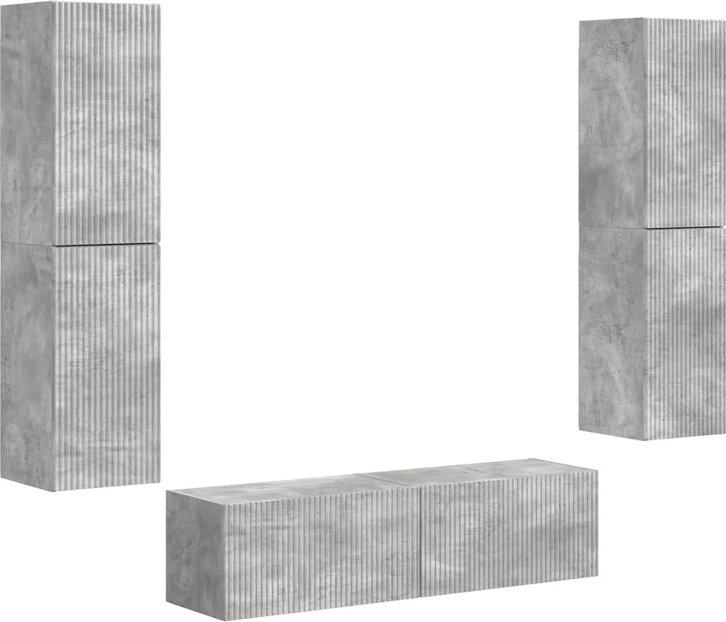 vidaXL TV szekrény garnitúra 6 pcs Beton Szürke Faanyag